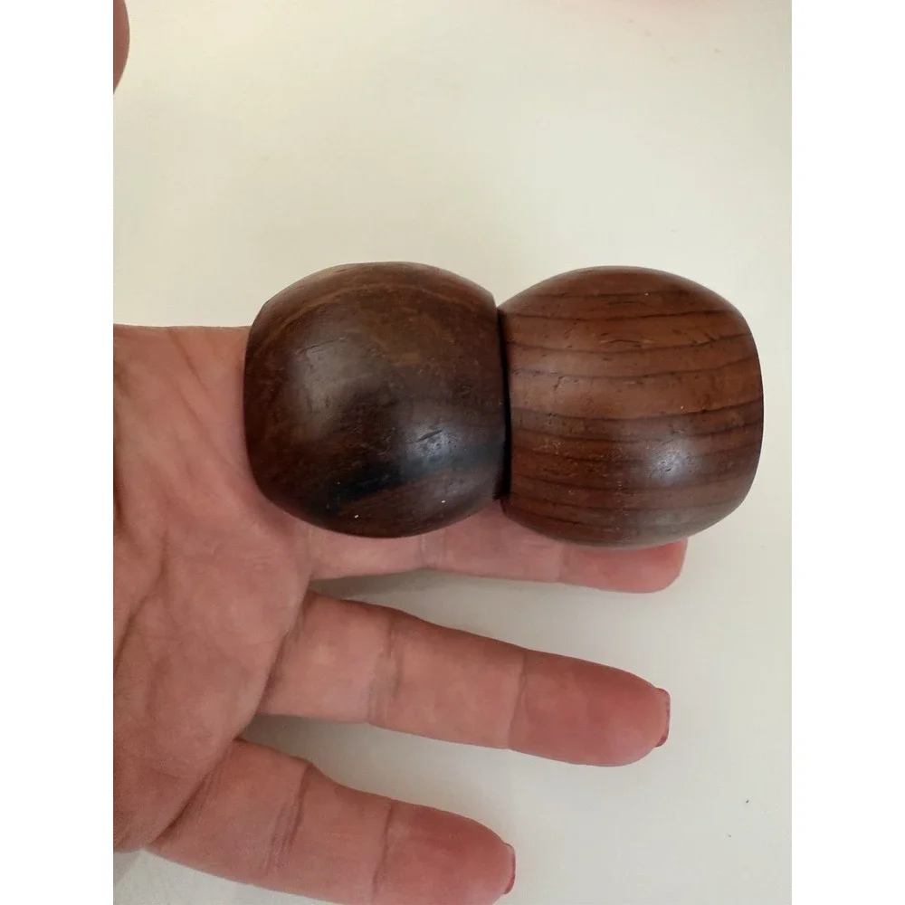 Vintage Lot of 8 Hand Made Brown Wooden Napkin‎ Rings Flat End Boho Decor 2 In